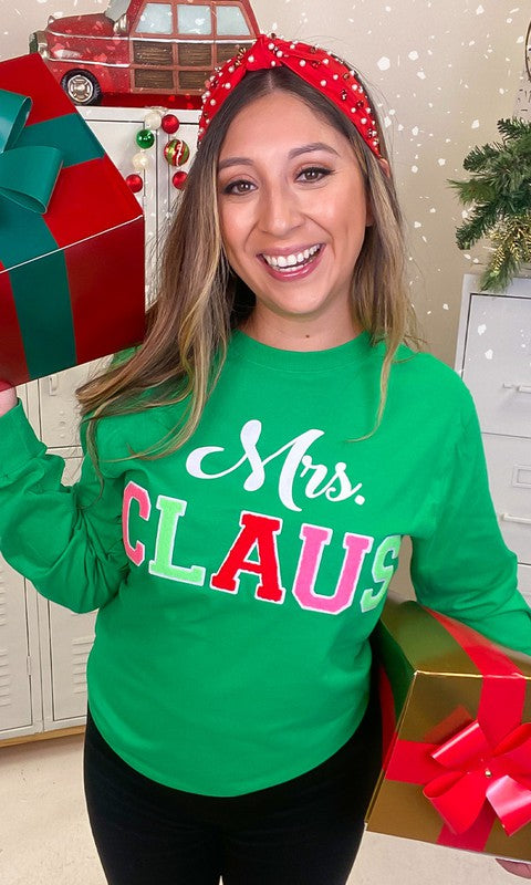 Soft Ideal Chenille Mrs. Claus Long Sleeve T-Shirt